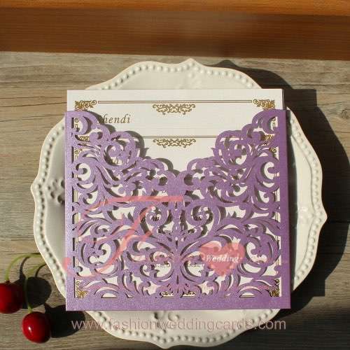 Laser Cut Bridal Shower Wedding Invitation with Ribbon